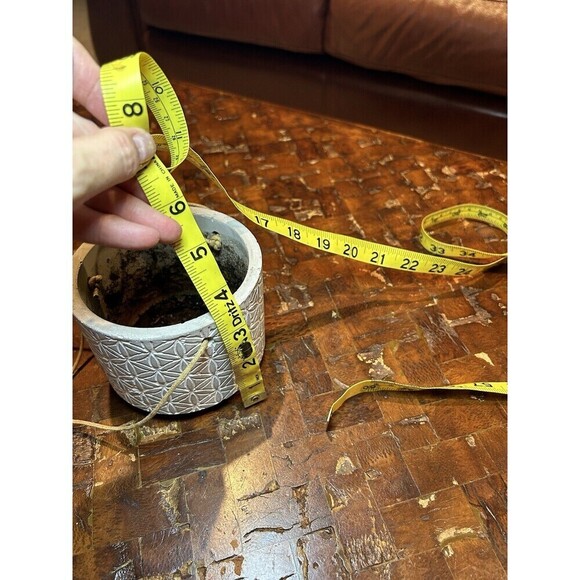 Grey and White Small Jute and Ceramic Hanging Planter - Picture 4 of 5